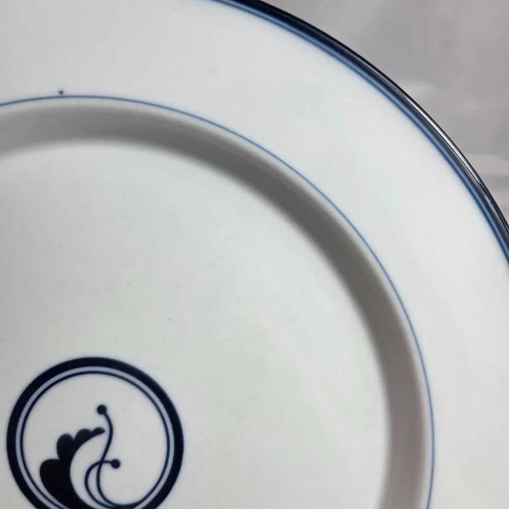 Dansk Juniper Dinner Plate White Blue Leaves & Berries in the Center Japan
